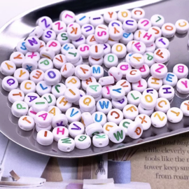 Alphabet beads round-  Letter Mix  ( 100 pcs )