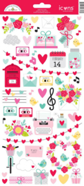 Doodlebug Love Notes Icons Stickers (6606)