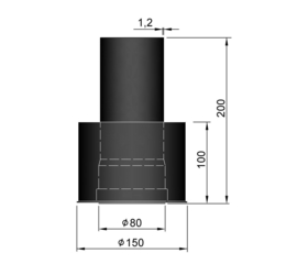 EW 80 1,2 mm verloop EW 80 naar EW 150 MM