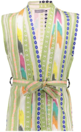Geisha zomer gilet - fancy woven - groen/lime
