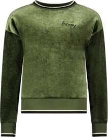 B.Nosy Meisjes sweater fluweel - Militairy groen 5371