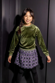B.Nosy Meisjes sweater fluweel - Militairy groen 5371
