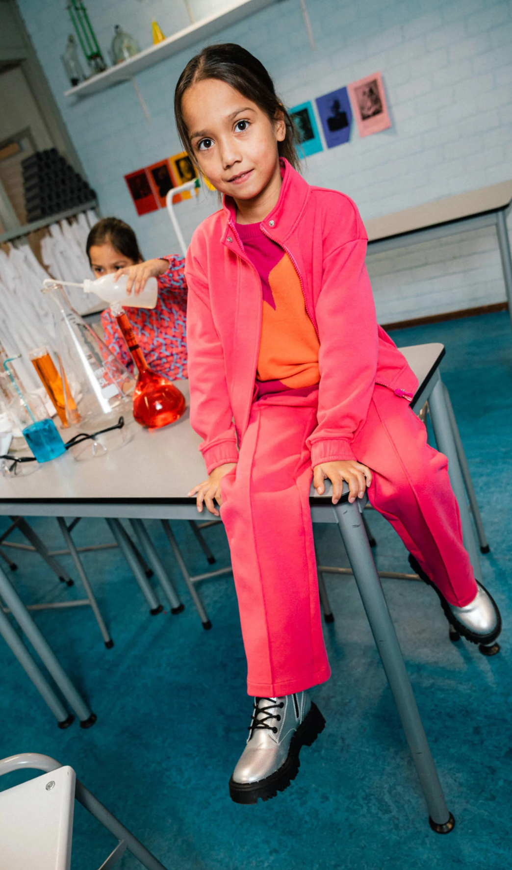 Quapi  regular fit joggingbroek Djuu met zijstreep roze