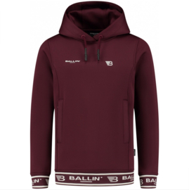 Ballin Amsterdam Slim fit Scuba Hoodie LS Aged Burgundy