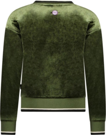 B.Nosy Meisjes sweater fluweel - Militairy groen 5371