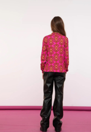 Geisha Girls fuchsia top met print 42669K