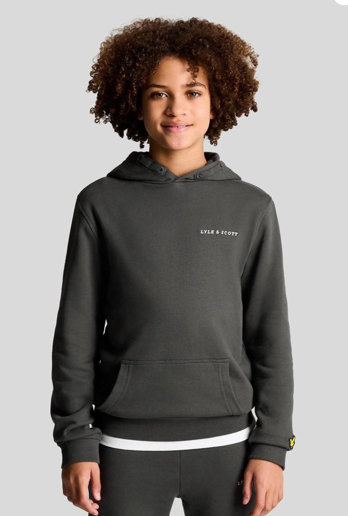 LYLE & SCOTT Script embroidered hoodie grijs