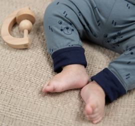 Dirkje boys baby pants dusty green with print N271