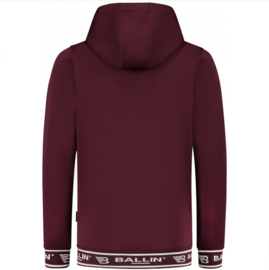 Ballin Amsterdam Slim fit Scuba Hoodie LS Aged Burgundy