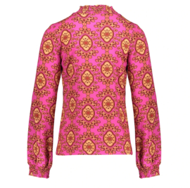 Geisha Girls fuchsia top met print 42669K
