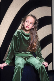B.Nosy Meisjes sweater fluweel - Militairy groen 5371