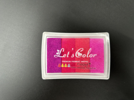 Regenboog inktpad/stempelkussen 4 kleuren 6 x 4 cm - roze