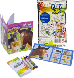 Speelset kleurboek + wasco + stickers thema dieren