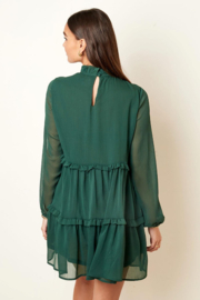 Jurk van chiffon met ruches Groen