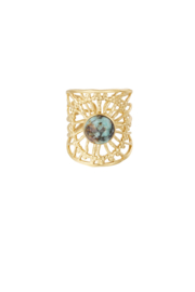 Ring steen in het web - turquoise Amazoniet