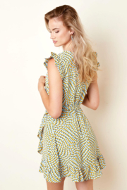 Wikkeljurk retro print Blauw & Geel