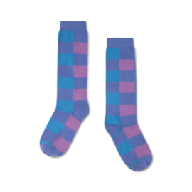 Repose knee socks kniesokken purple bb check mt 35-38