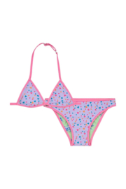 Cleasen's reversible triangel bikini Small Hearts Birds lichtgroen/paars