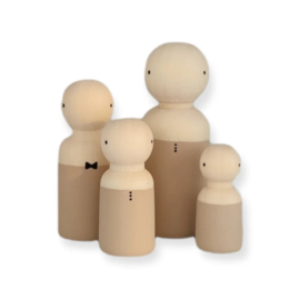 Houten pop man/jongen beige