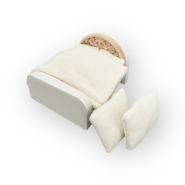 Félou Family Off-white teddy dekbed en 4 kussens (Poppenhuis)