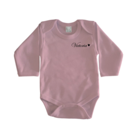 Baby romper gepersonaliseerd baby roze (opdruk rechts)