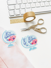 Globe sticker  -Let's go on an adventure-