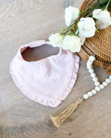 Luxe bandana bib slabber met naam Pink