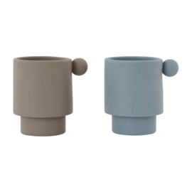 Tiny Inka kop 2-pack dusty blue/ Clay