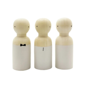 Houten pop man/jongen off white