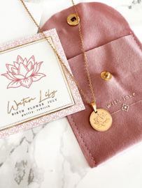 July-Water lily birth flower necklace gold