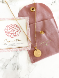 January-Carnation birth flower  necklace gold