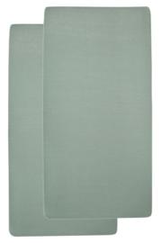 2-pack ledikant hoeslaken Meyco Stone green  60x120 cm