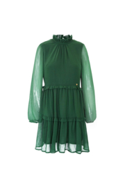 Jurk van chiffon met ruches Groen