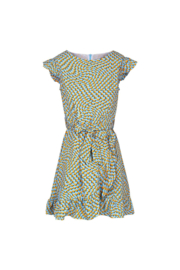 Wikkeljurk retro print Blauw & Geel