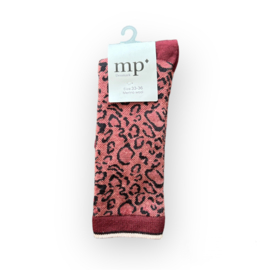 Mp Denmark merino wool knee socks leopard size: 33-36