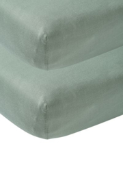 2-pack ledikant hoeslaken Meyco Stone green  60x120 cm