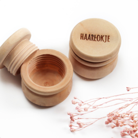 Bewaardoosjes melktandjes & haarlokje (hout)
