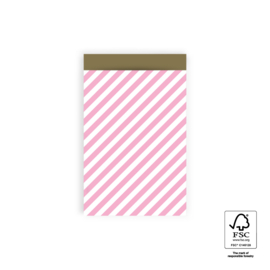 Zakjes M Diagonal Stripe Candy Pink Gold (10)