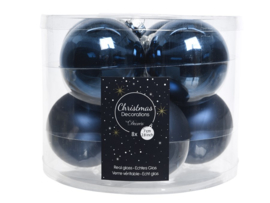 Doosje kerstballen - blauw - 8 stuks