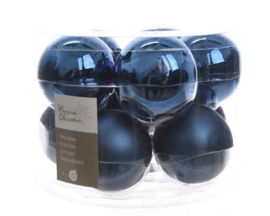 Nachtblauwe glazen kerstballen (10 stuks)
