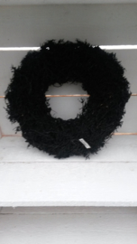 Dichte krans sea bush wreath black/zwart  45 cm