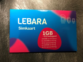 Geprogrammeerde  Lebara SIM kaart prepaid incl ruim €30 beltegoed