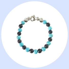 - Kinderarmbandje - Turquoise en Black Lava