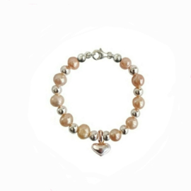 - Kinderarmbandje - Pearly Pink Silver Heart