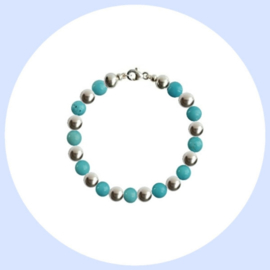 -Kralen Armband- Turquoise Silver