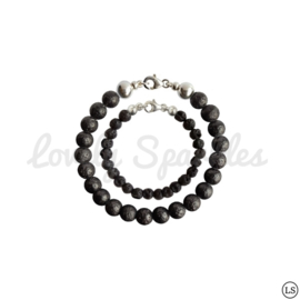 Vader Zoon Armband met Black Lava kralen