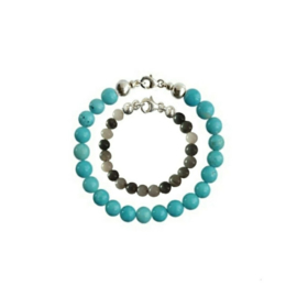 Vader Zoon Armbanden met Turquoise en Hawk's Eye kralen