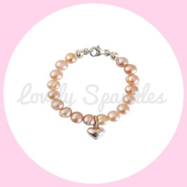 - Baby Armbandje - Zoetwaterparel Pearly Pink ♡Heart♡