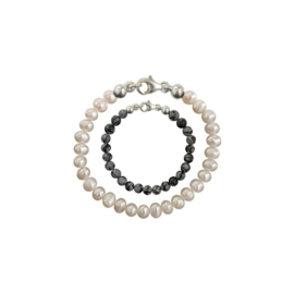 Moeder Zoon Armband Zoetwaterparel Pearly White en Snowflake