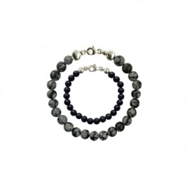 Vader Zoon Armbanden met Snowflake Obsidiaan en Goudsteen kralen